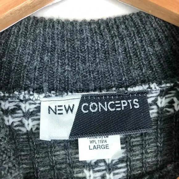 VTG Whimsical Gray Plaid Oversized Floral Sweater - Picture 5 of 7